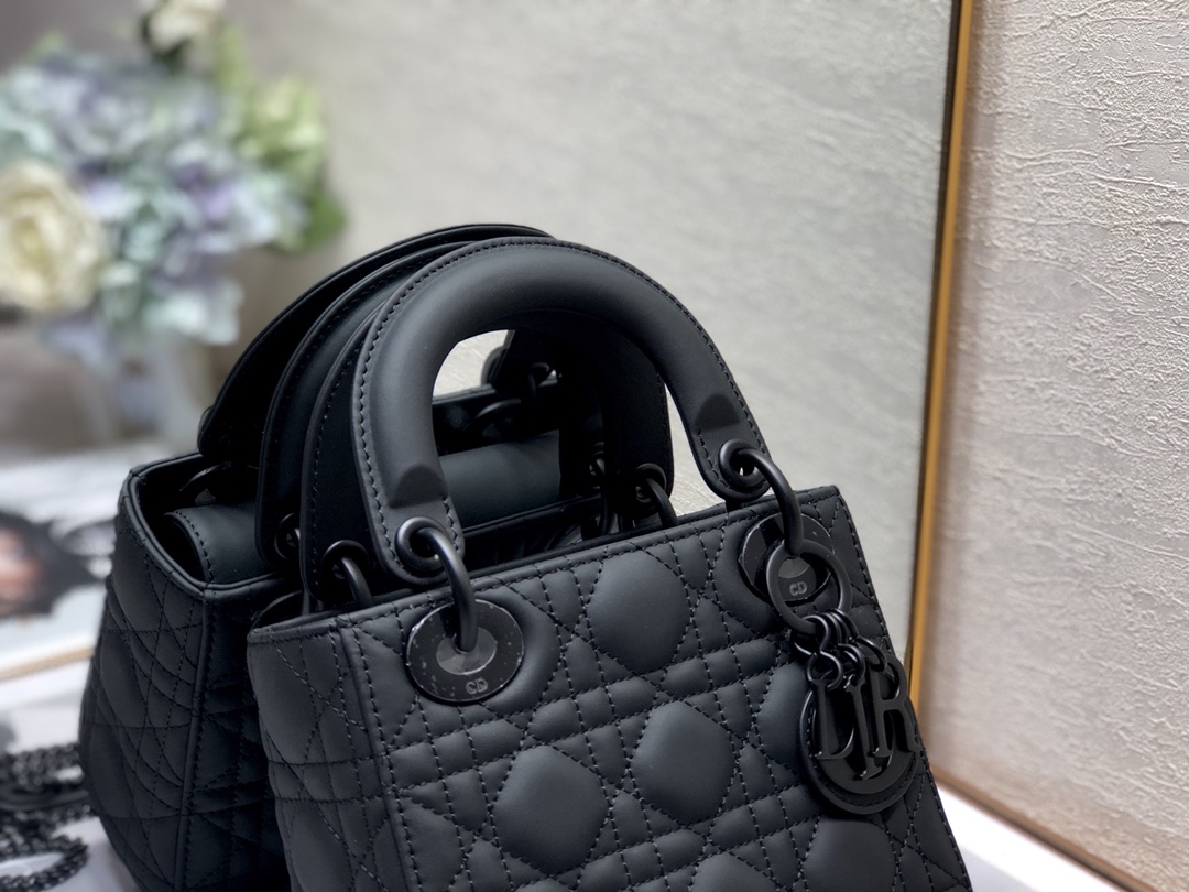 Mini Lady Dior Bag Black Ultramatte Cannage Calfskin